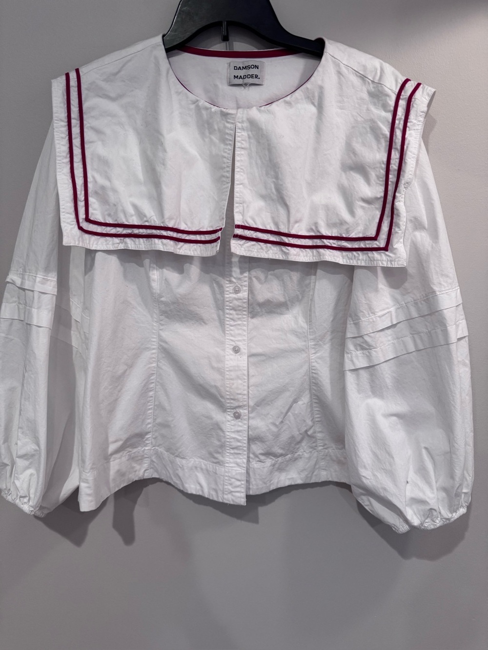 Damson Madder Elise Sailor Collar Long Sleeve Organic Cotton Blouse - Picture 5 of 10